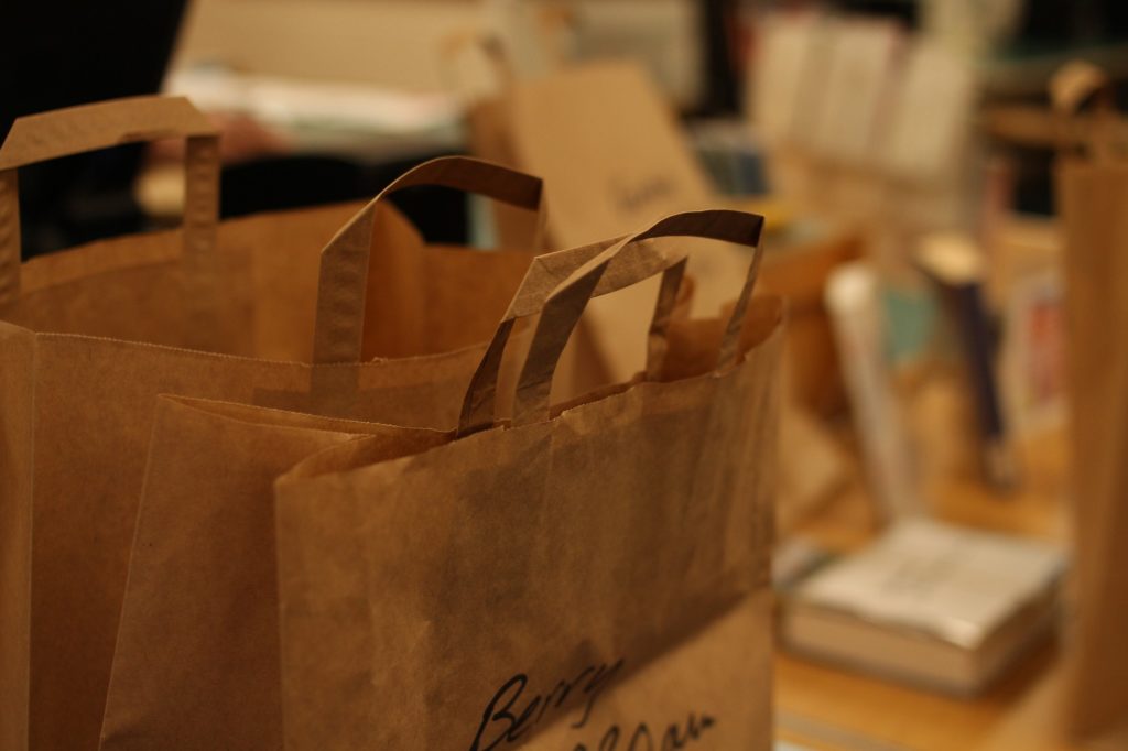 Choose and Collect brown paper bags ready for collection