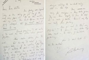 Roald Dahl's handwritten letter to Christina Phillips